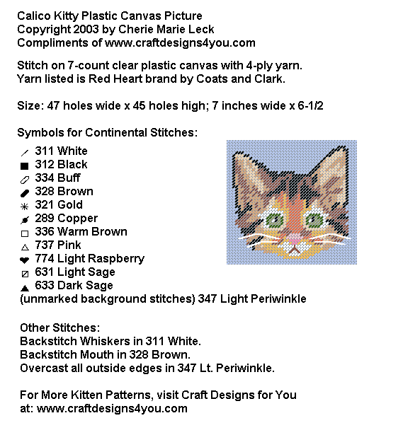 FREE Calico Kitty Instructions