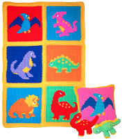 Crochet Dinosaurs Afghan, Pillow & Pets