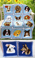 Crochet Cuddly Canines Afghan & Pillows